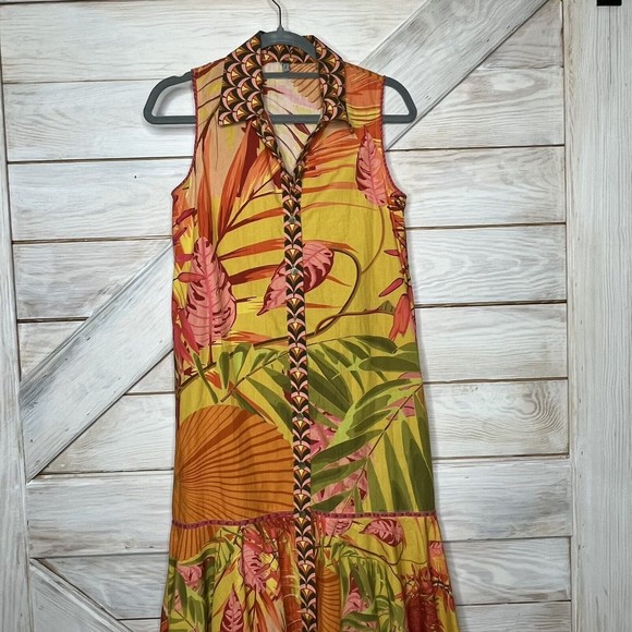 Anthropologie Blank London Hadley Button-Front Maxi Dress Yellow Floral - Picture 9 of 11